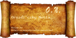 Orszáczky Netta névjegykártya